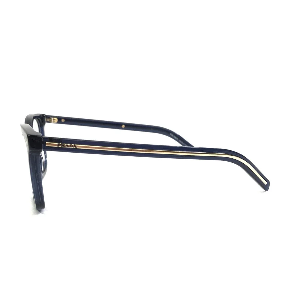 Prada Eyeglasses Frames VPRB11 08Q-1O1 Transparent Blue Gold Square 50-20-145